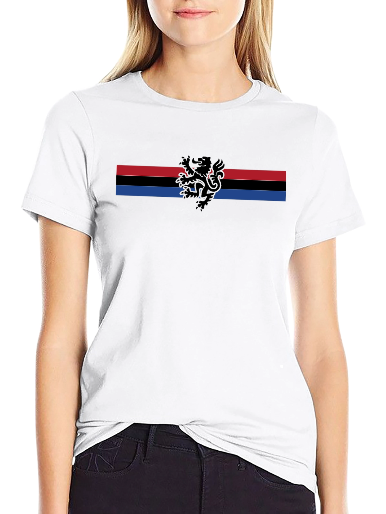Striped Lion Graphic Tee - Mens Black T-Shirt