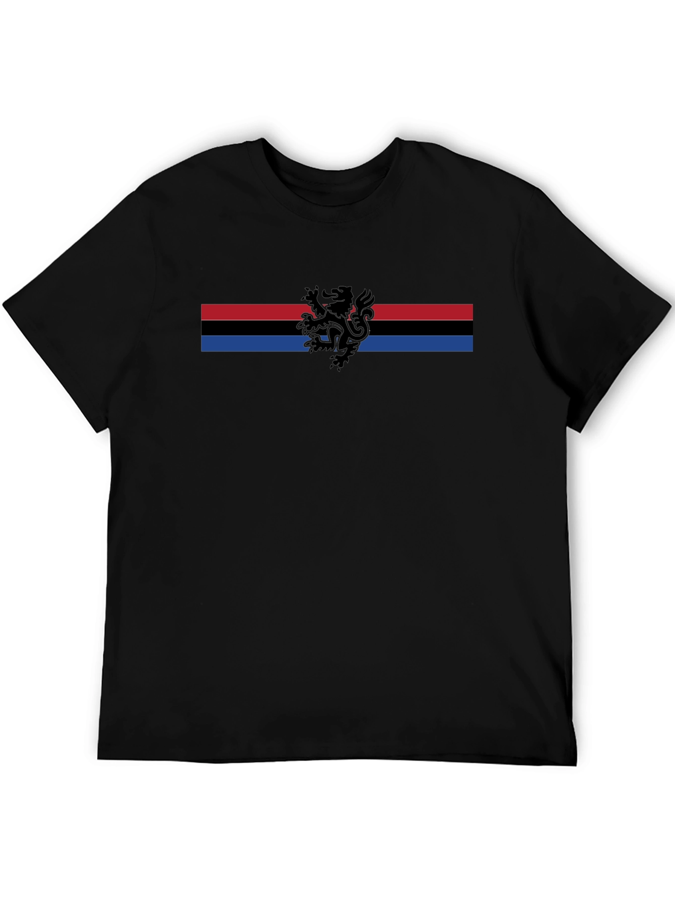 Striped Lion Graphic Tee - Mens Black T-Shirt