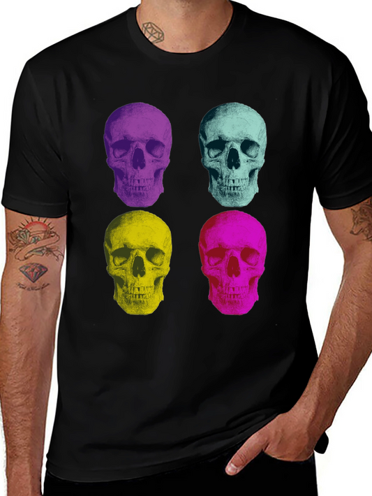 Pop Art Skull T-Shirt - Colorful Graphic Tee