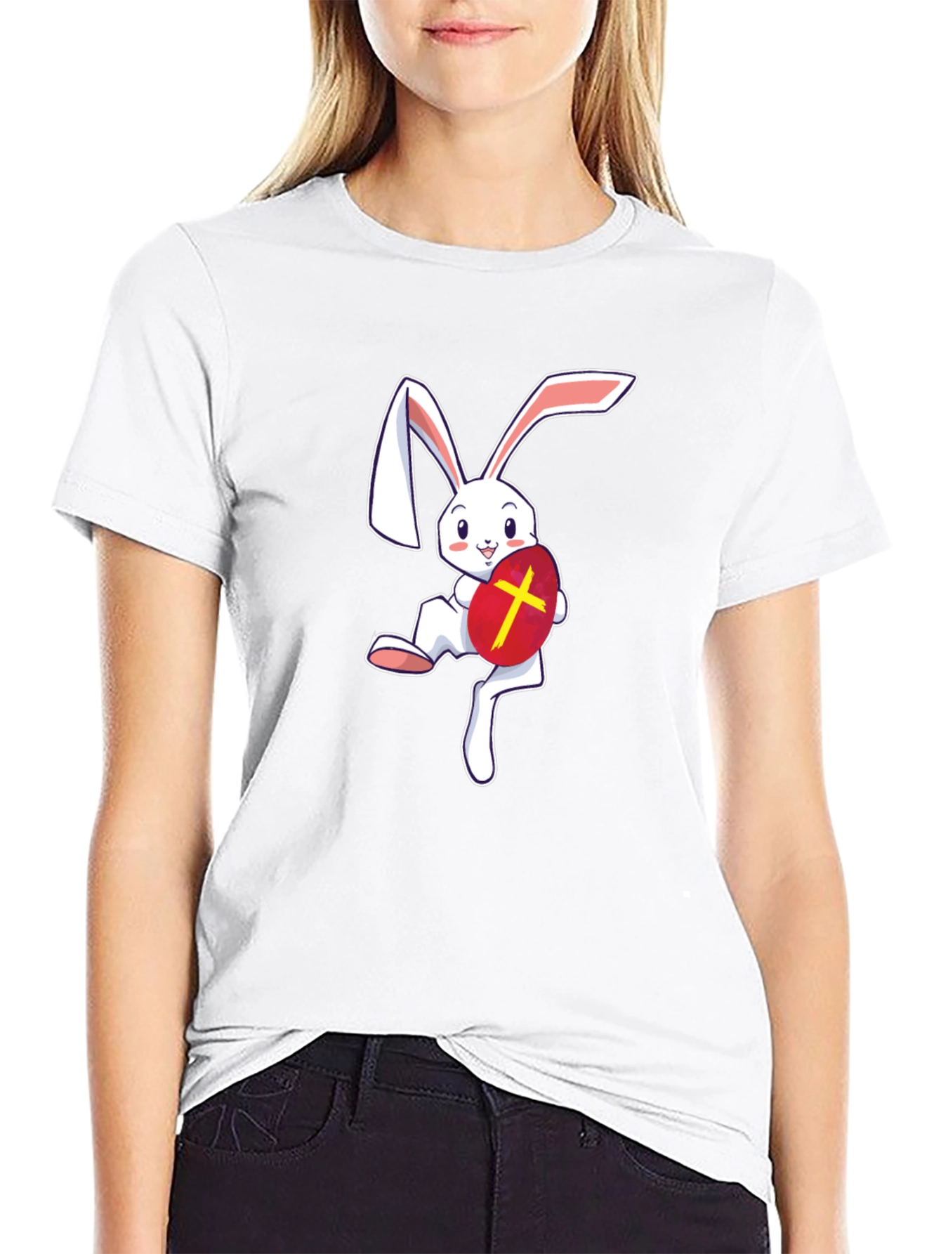Easter Bunny T-Shirt - Cute Rabbit with Egg