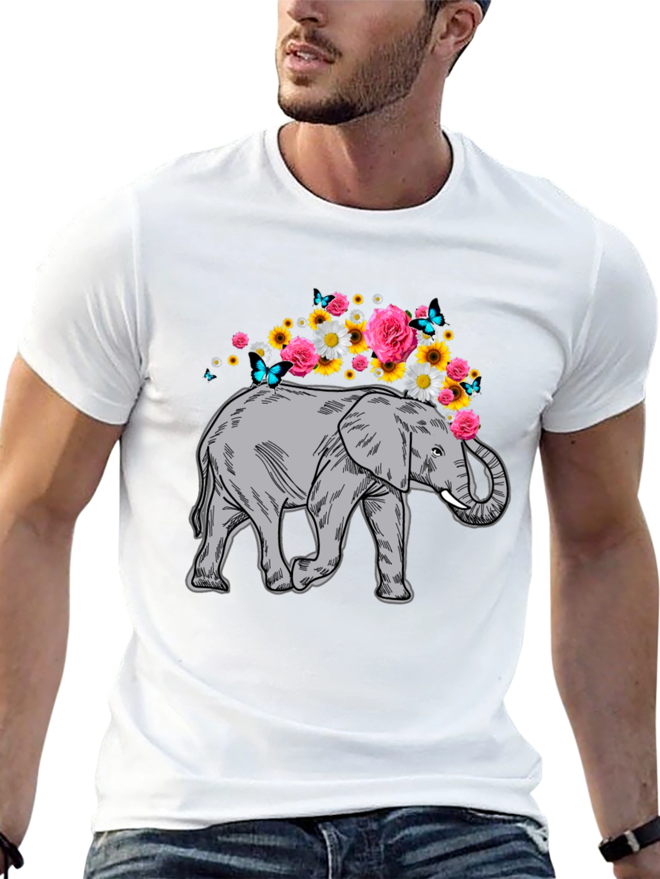 Elephant Floral Crown Graphic Tee
