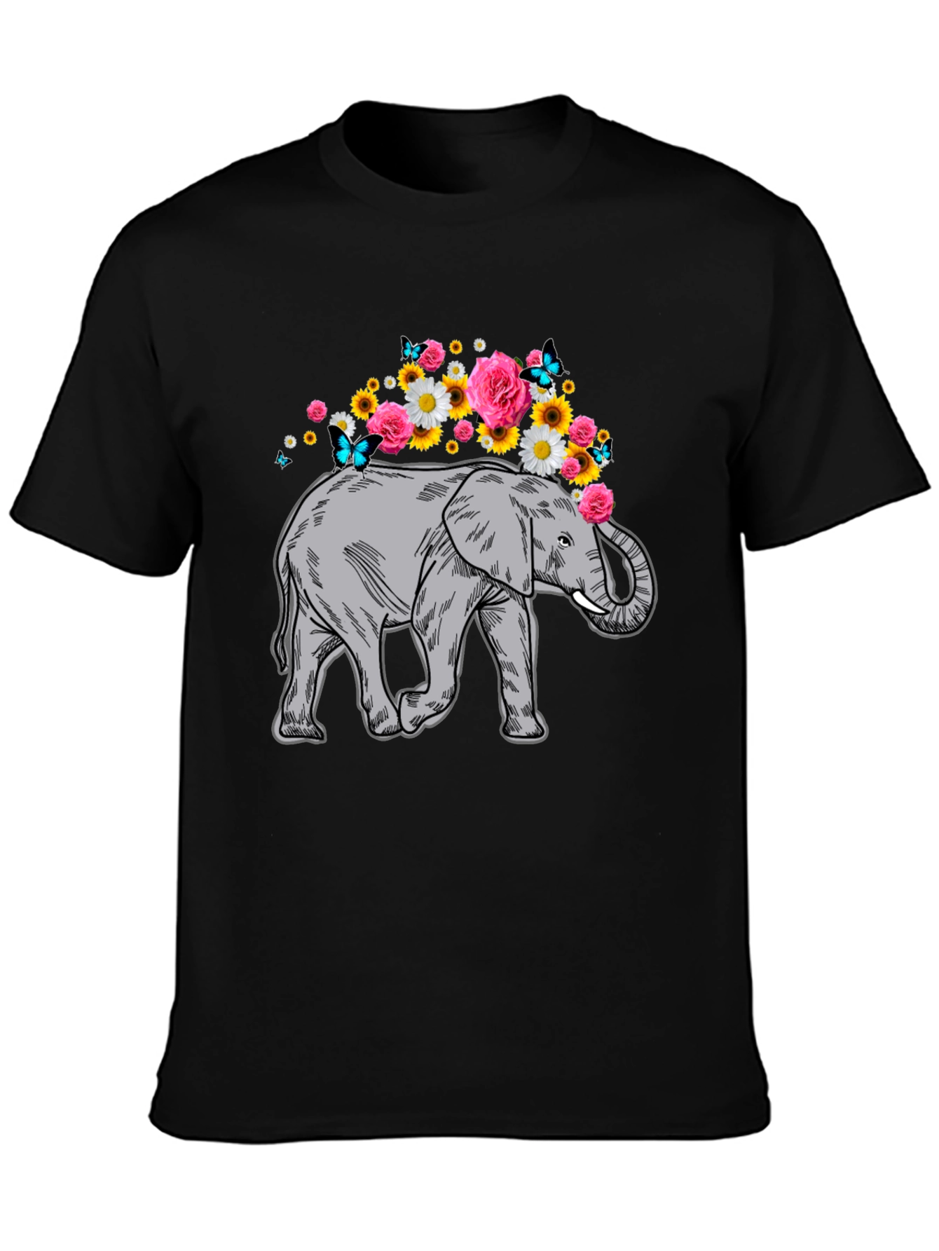 Elephant Floral Crown Graphic Tee