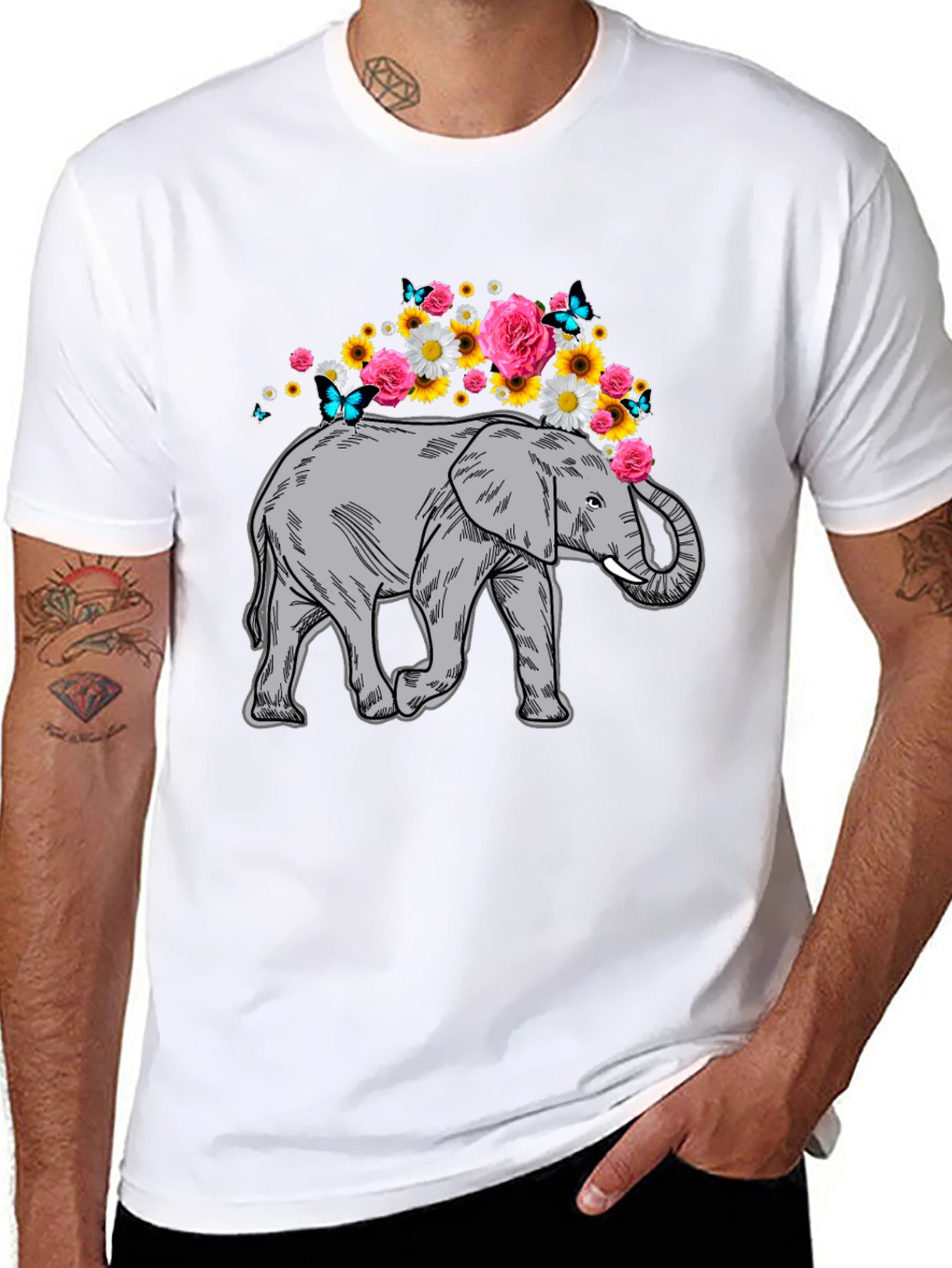 Elephant Floral Crown Graphic Tee