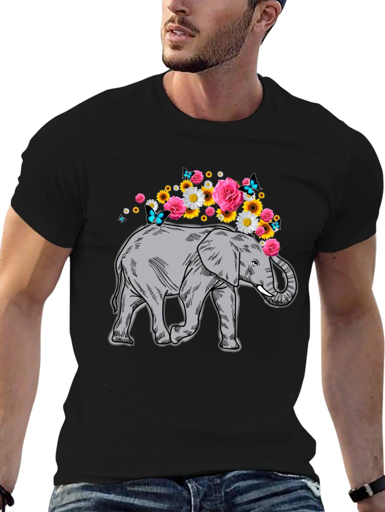 Elephant Floral Crown Graphic Tee