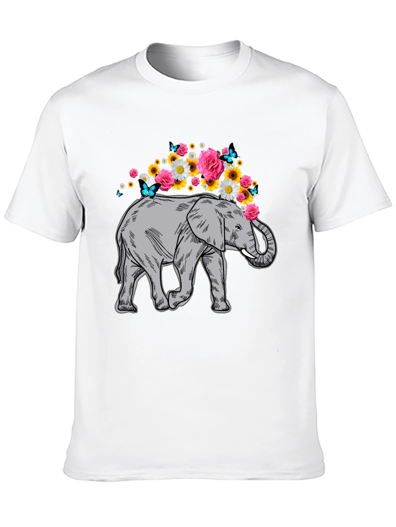 Elephant Floral Crown Graphic Tee