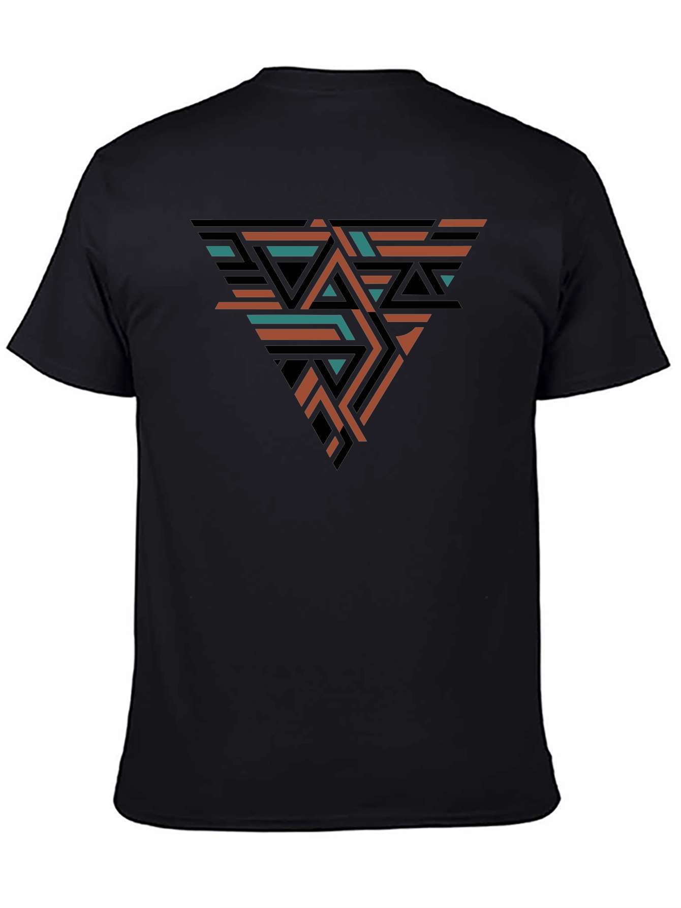 Geometric Triangle Design Black T-Shirt