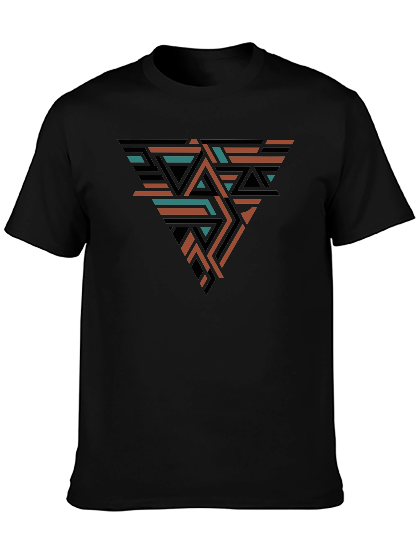 Geometric Triangle Design Black T-Shirt