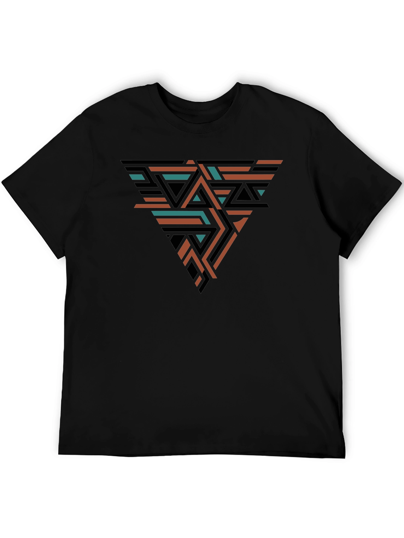 Geometric Triangle Design Black T-Shirt
