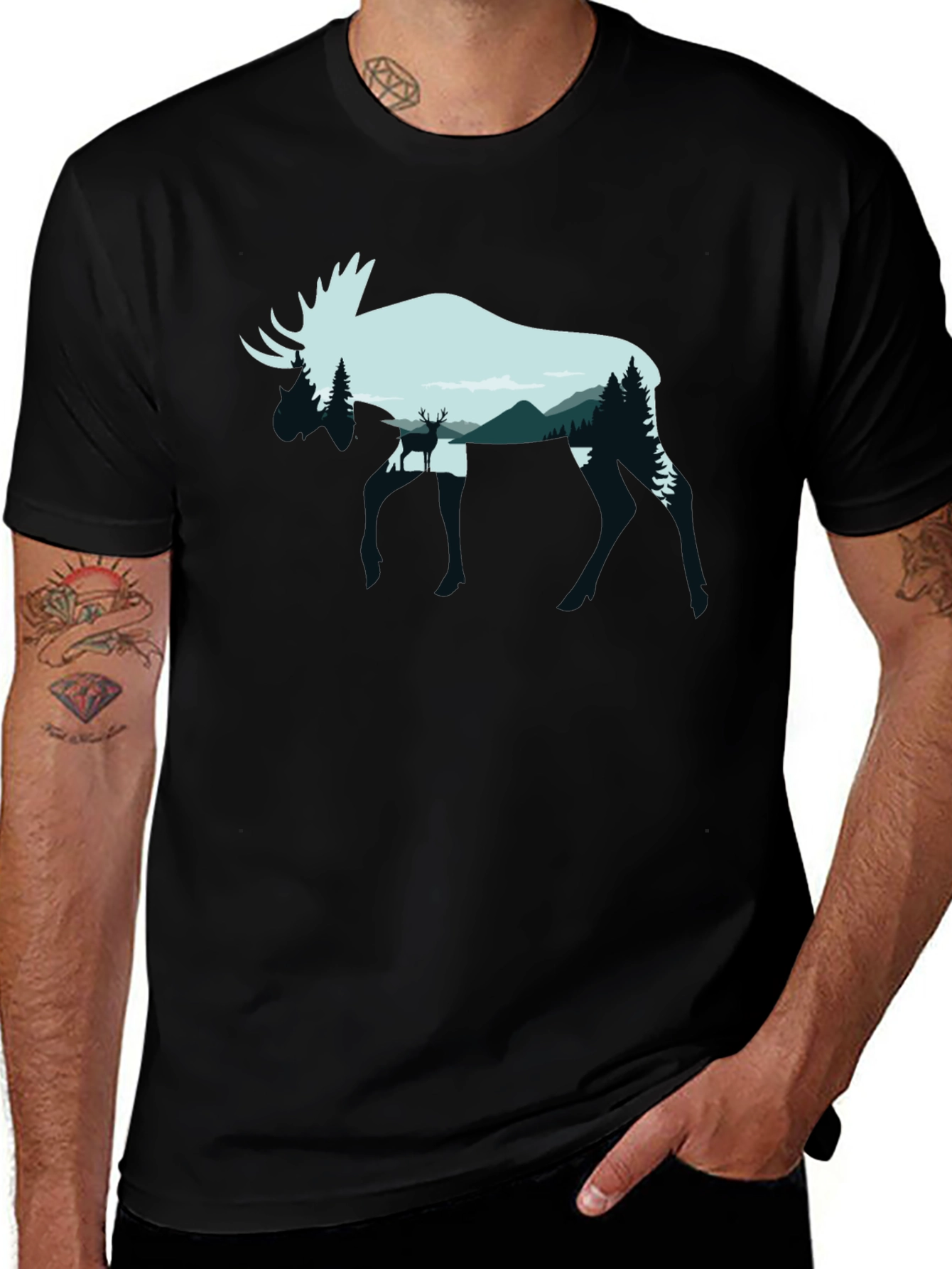 Moose & Mountain Graphic T-Shirt