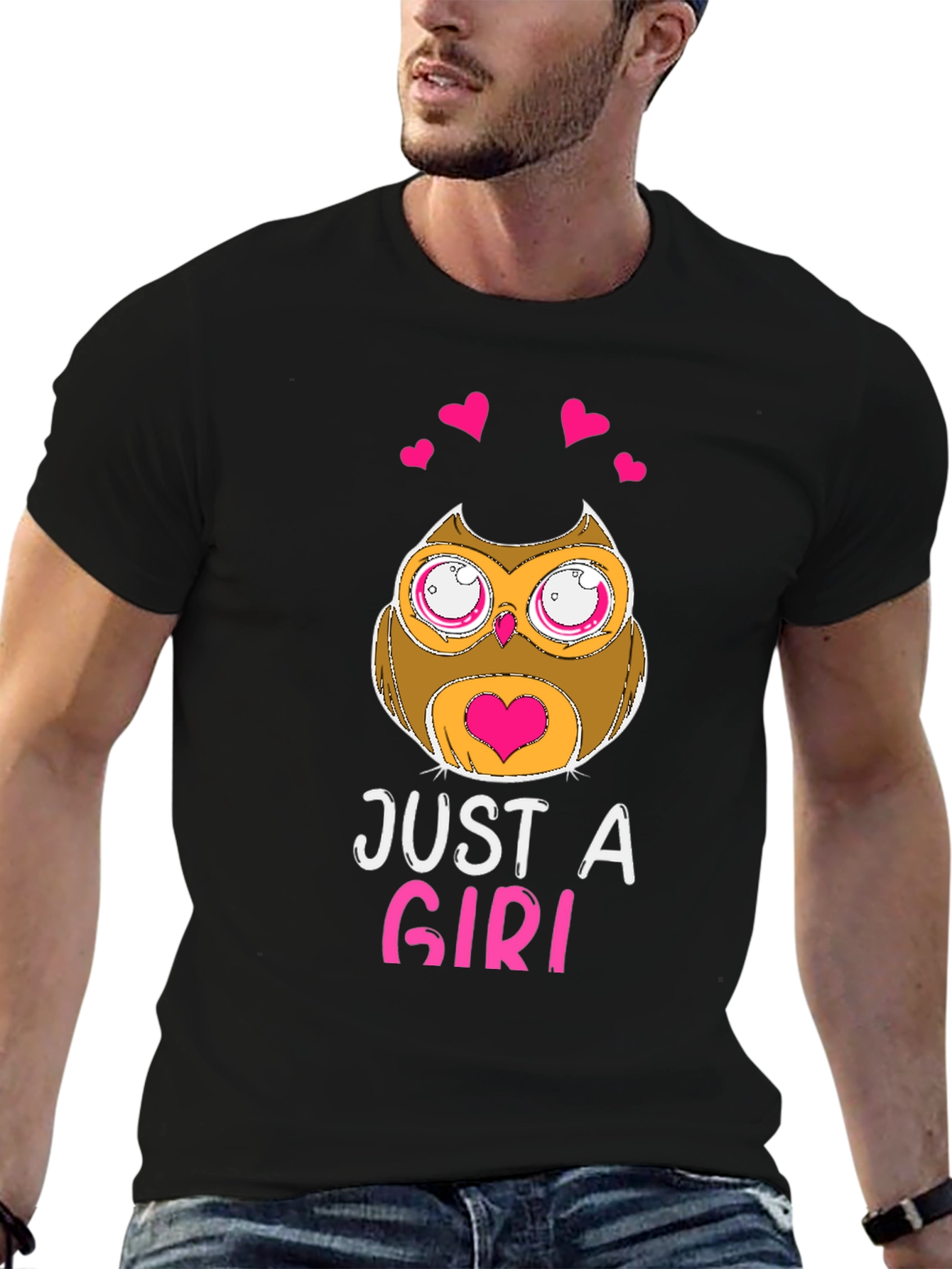 Just A Girl Owl Graphic T-Shirt