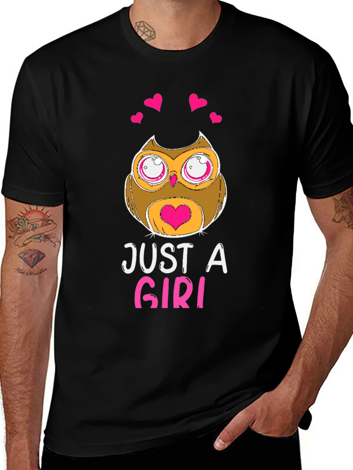 Just A Girl Owl Graphic T-Shirt