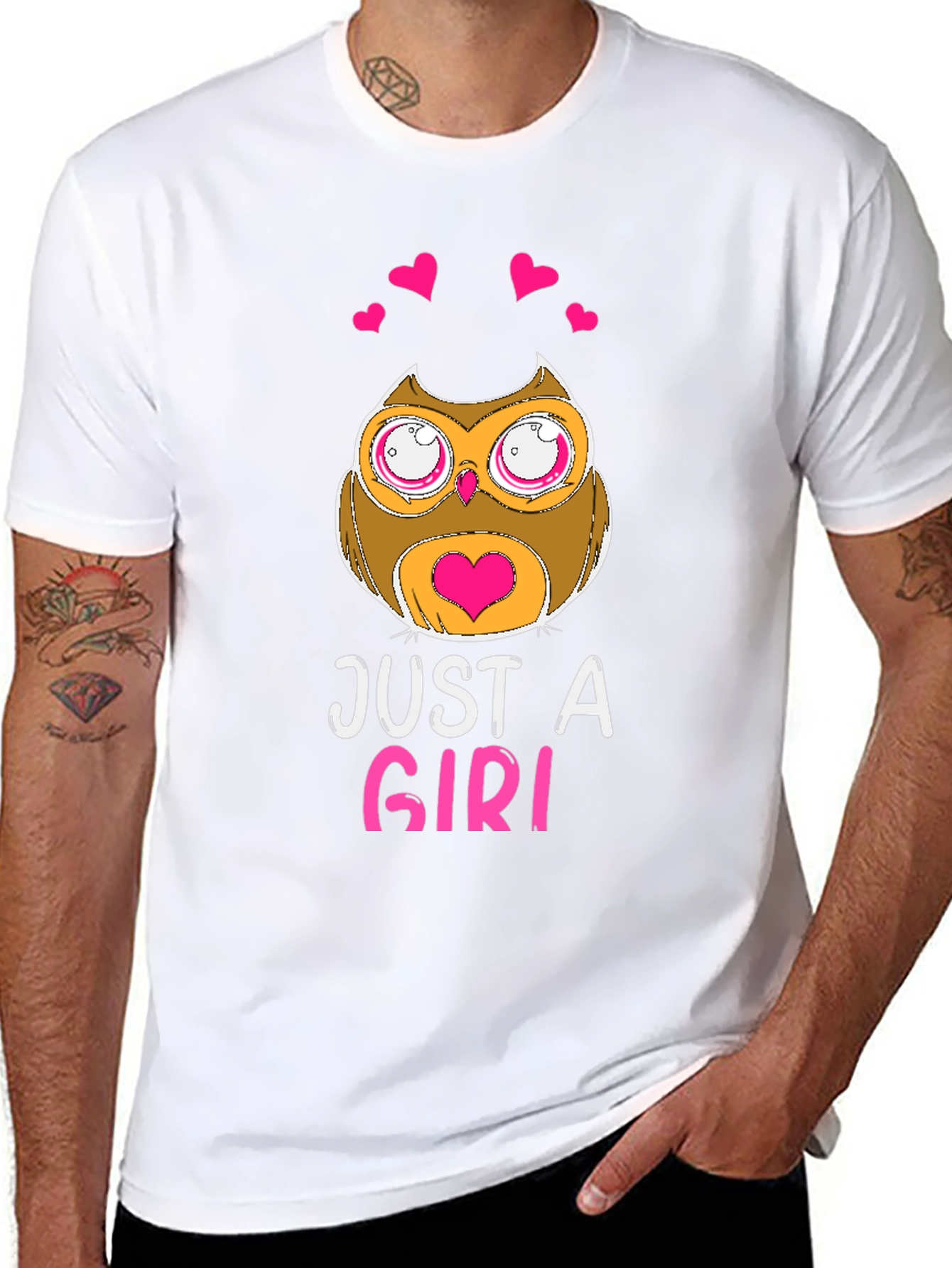 Just A Girl Owl Graphic T-Shirt