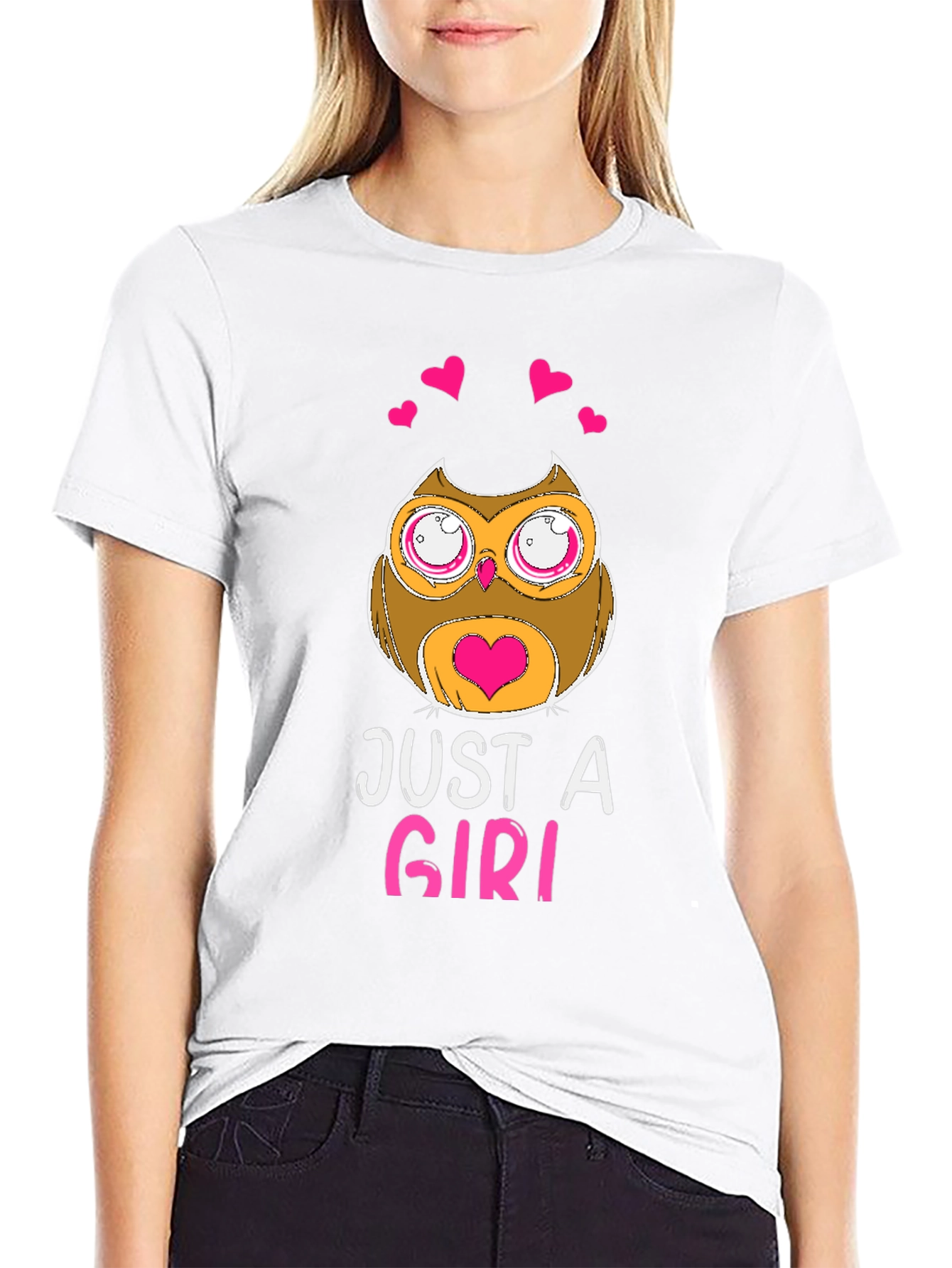 Just A Girl Owl Graphic T-Shirt