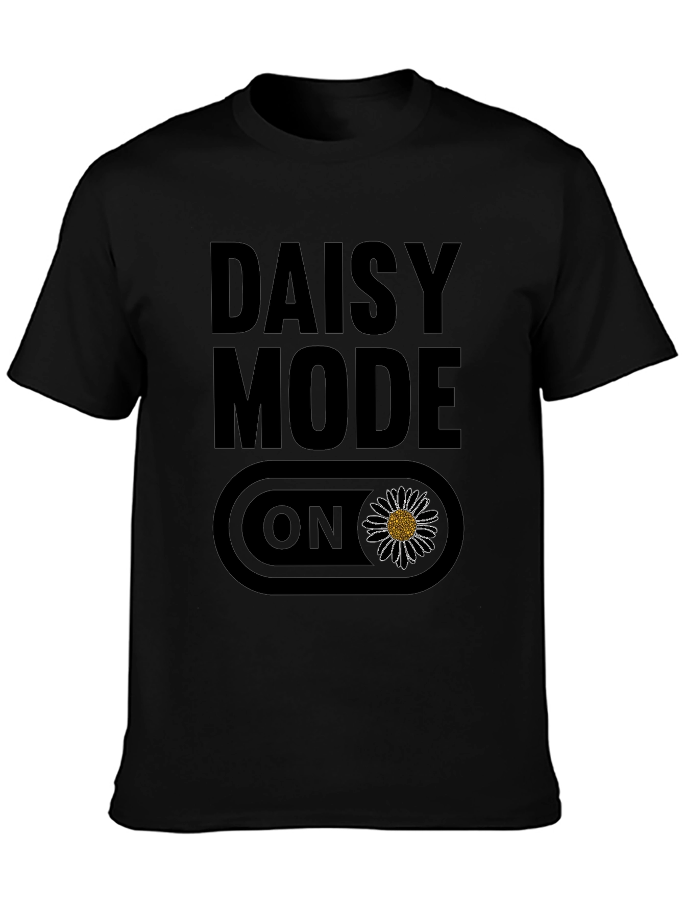 Daisy Mode ON Graphic T-Shirt - Black Casual Tee