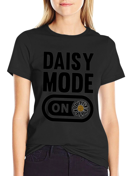 Daisy Mode ON Graphic T-Shirt - Black Casual Tee