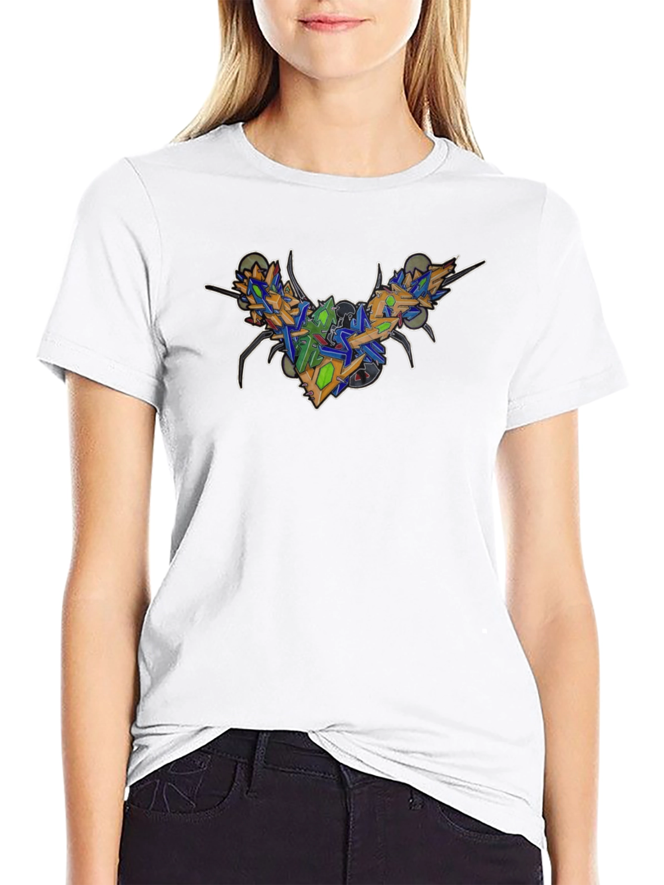 Abstract Graffiti Insect Black Tee