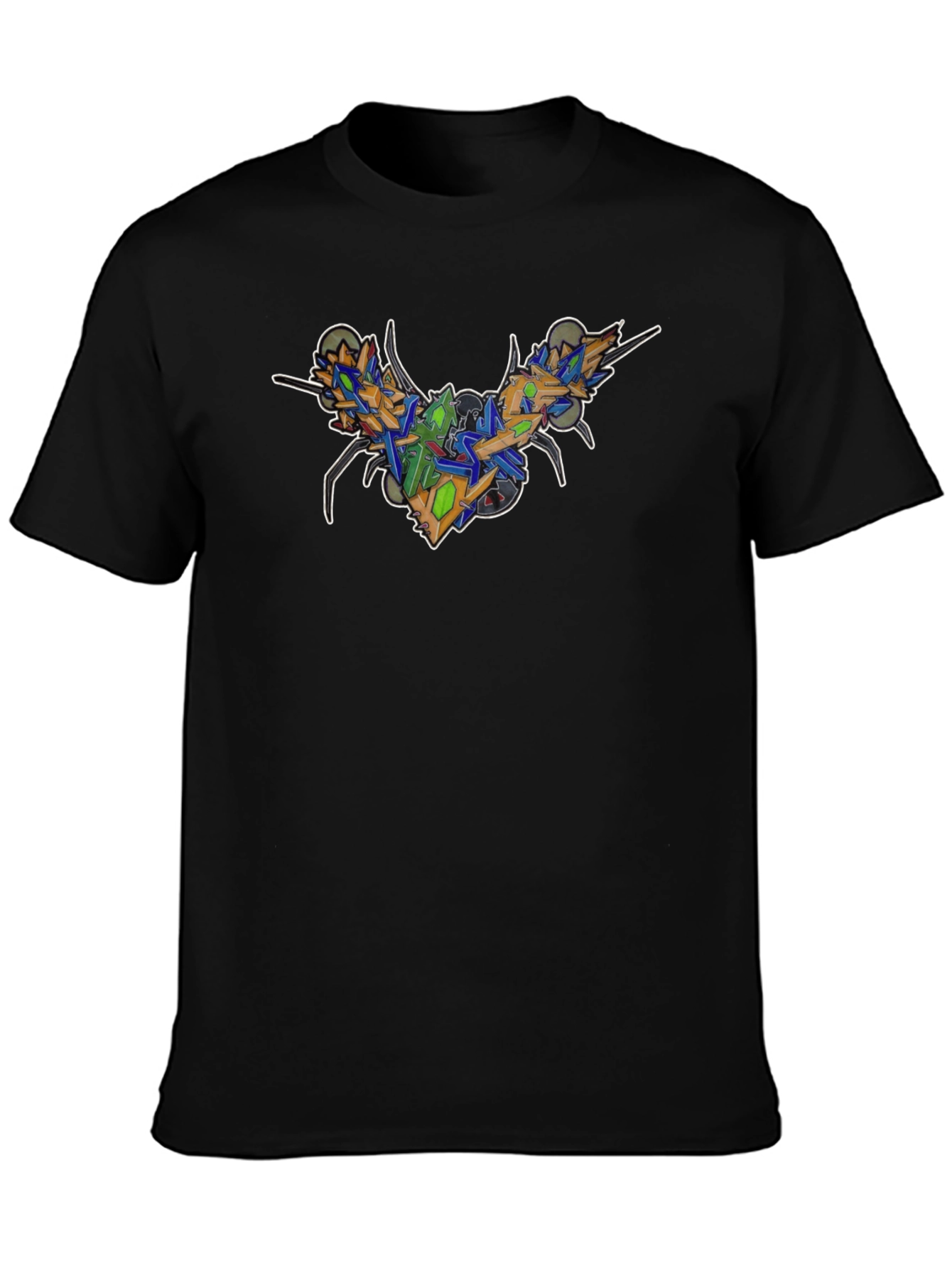 Abstract Graffiti Insect Black Tee