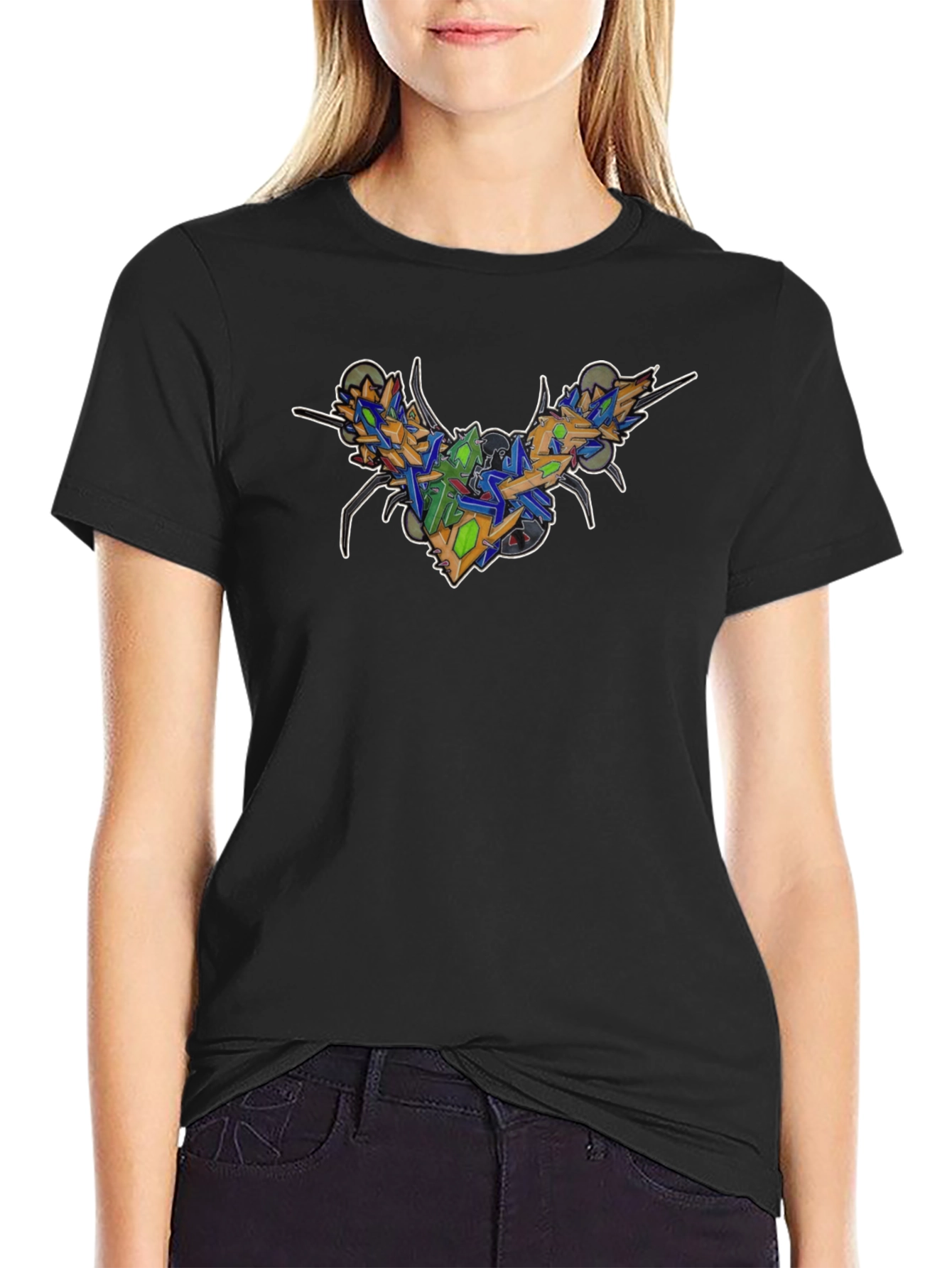 Abstract Graffiti Insect Black Tee