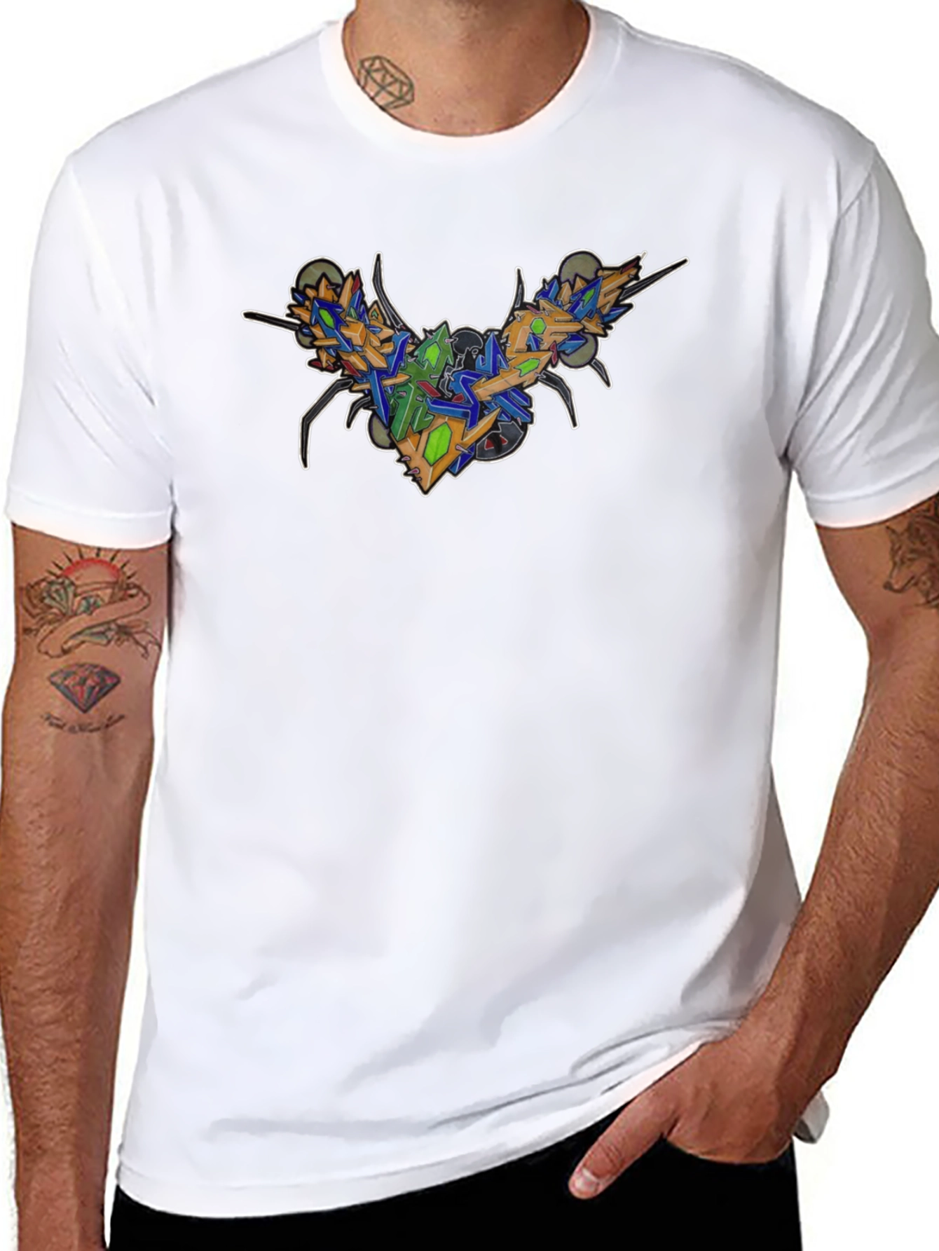 Abstract Graffiti Insect Black Tee