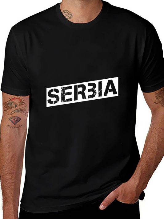 Serbia Graphic Tee - Black Cotton Comfort