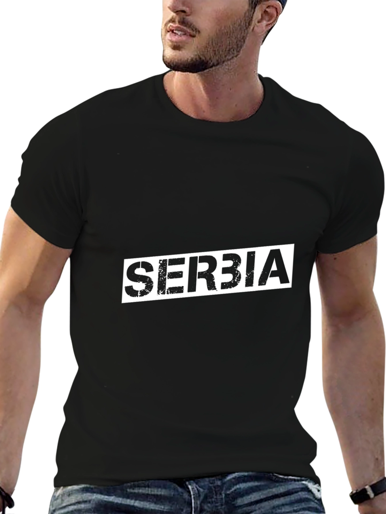 Serbia Graphic Tee - Black Cotton Comfort