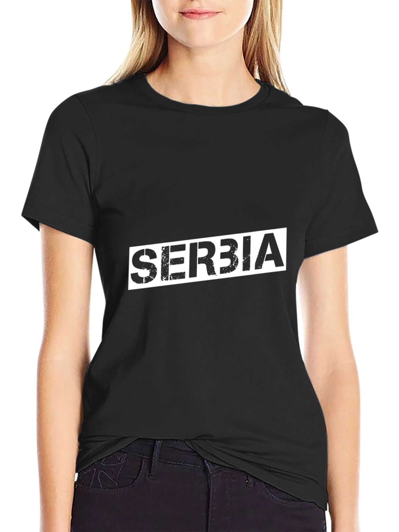 Serbia Graphic Tee - Black Cotton Comfort