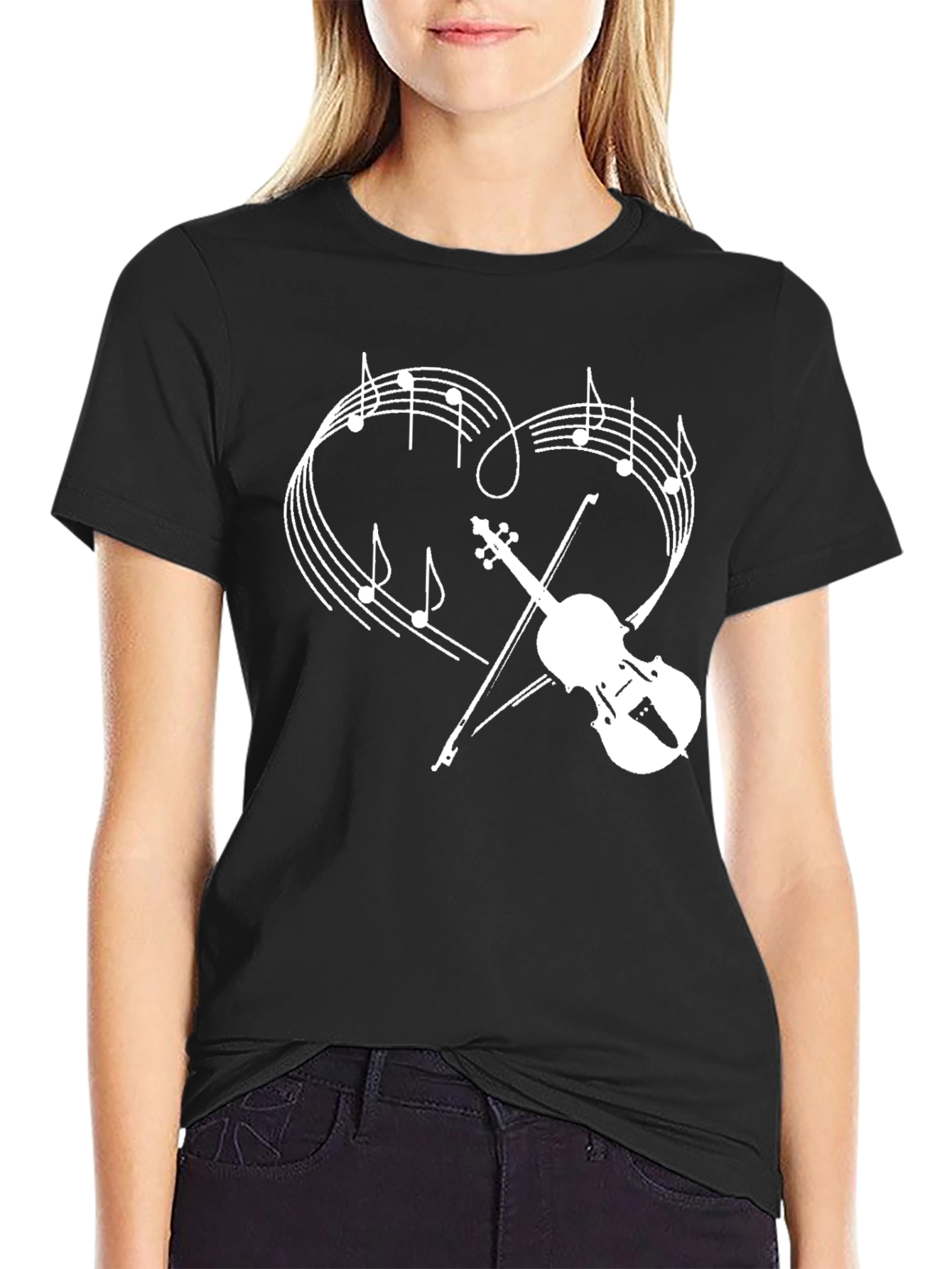 Musical Heart Violin Graphic T-Shirt