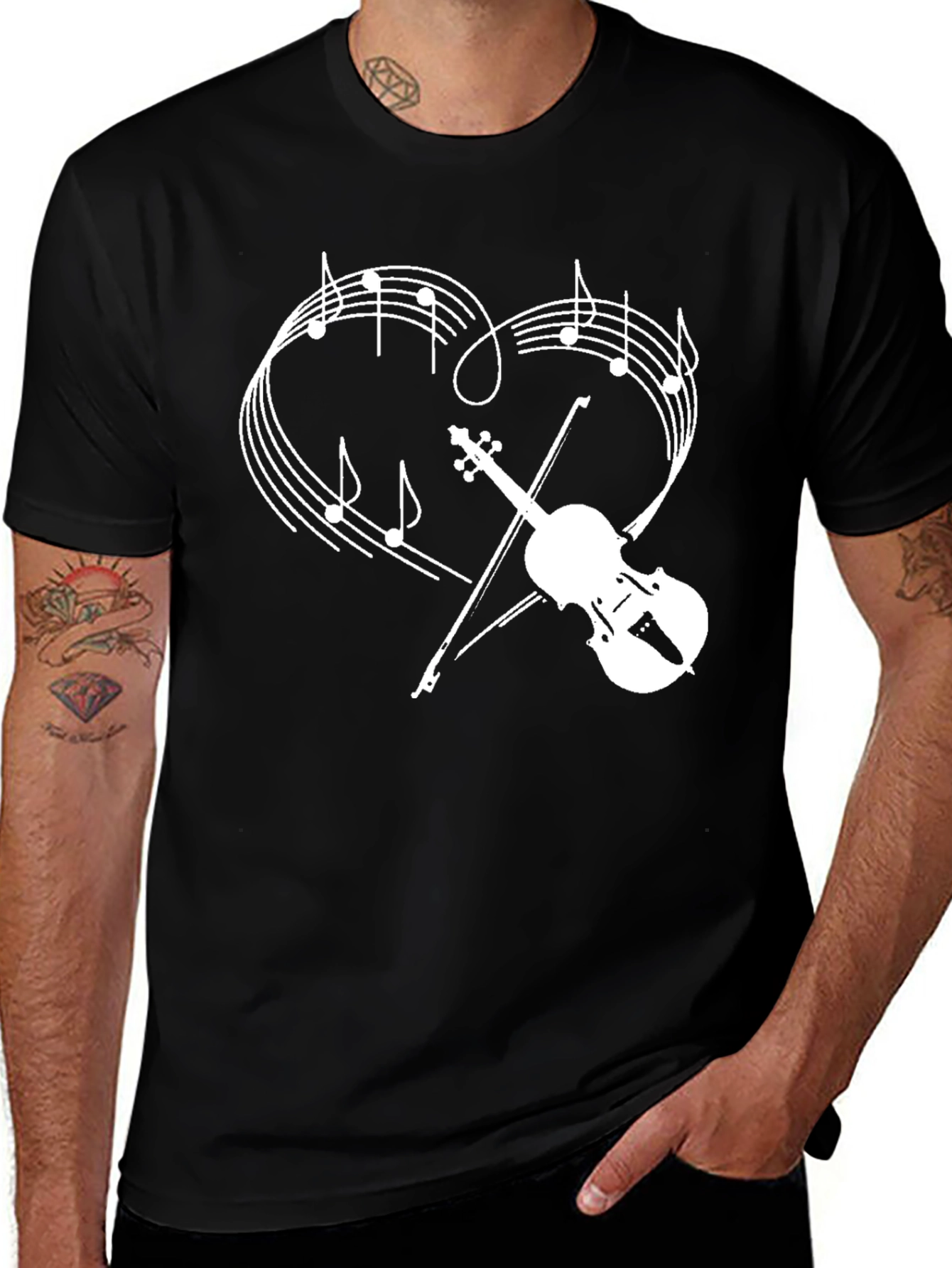Musical Heart Violin Graphic T-Shirt