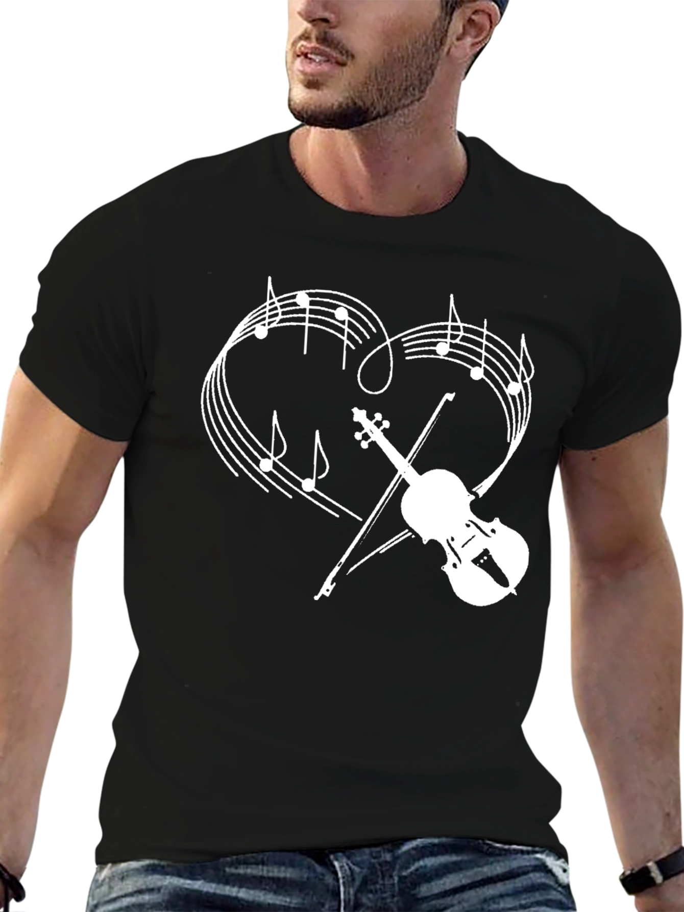 Musical Heart Violin Graphic T-Shirt