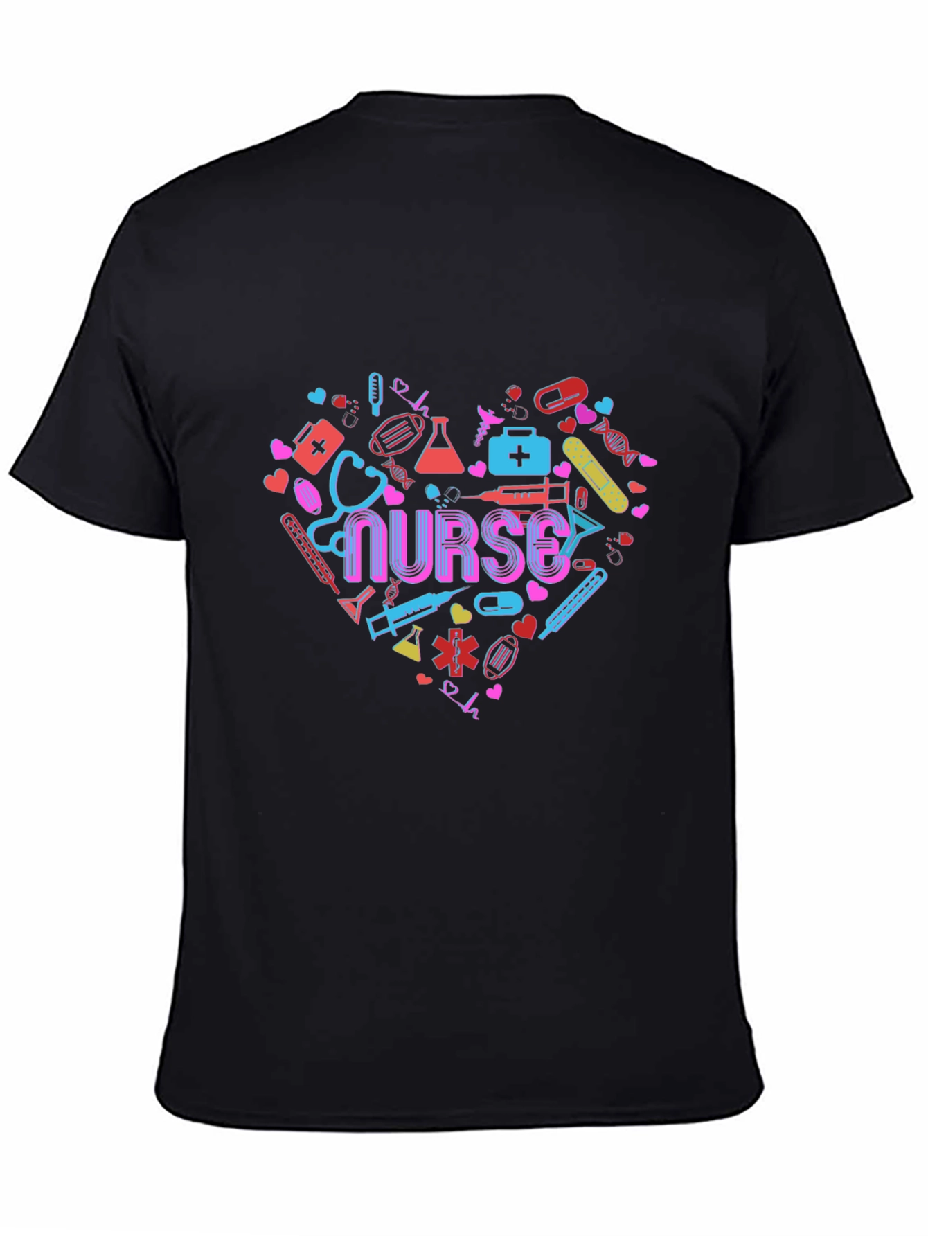 Heart Nurse Graphic Tee Black T-Shirt Healthcare Apparel