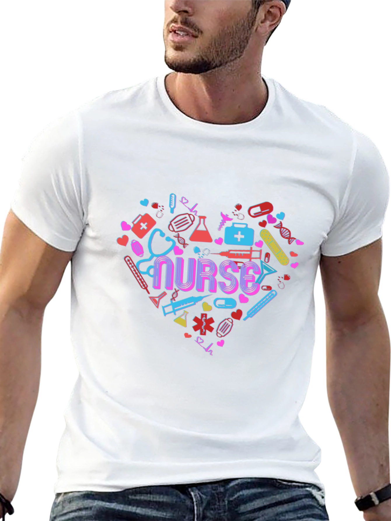 Heart Nurse Graphic Tee Black T-Shirt Healthcare Apparel