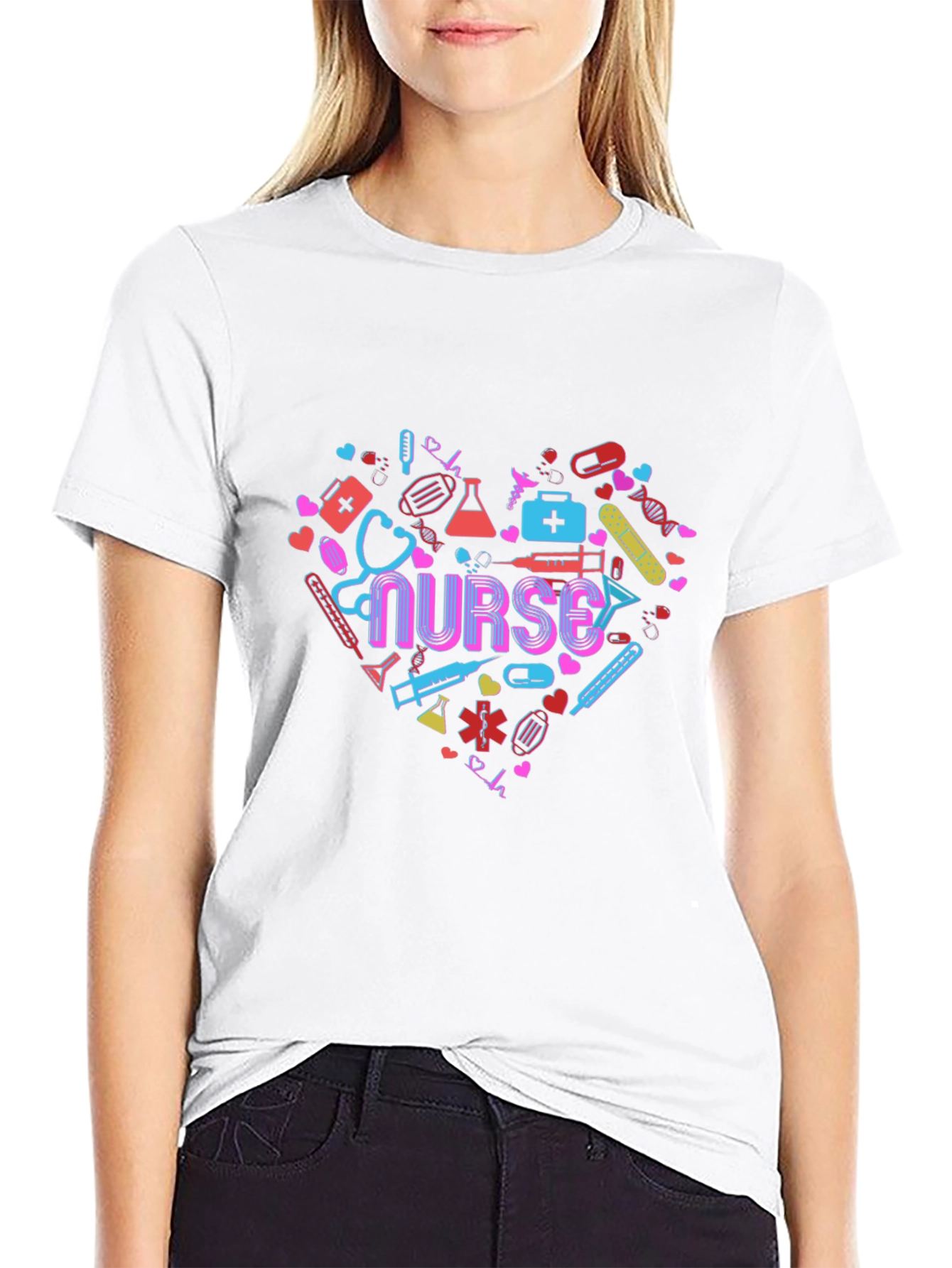 Heart Nurse Graphic Tee Black T-Shirt Healthcare Apparel