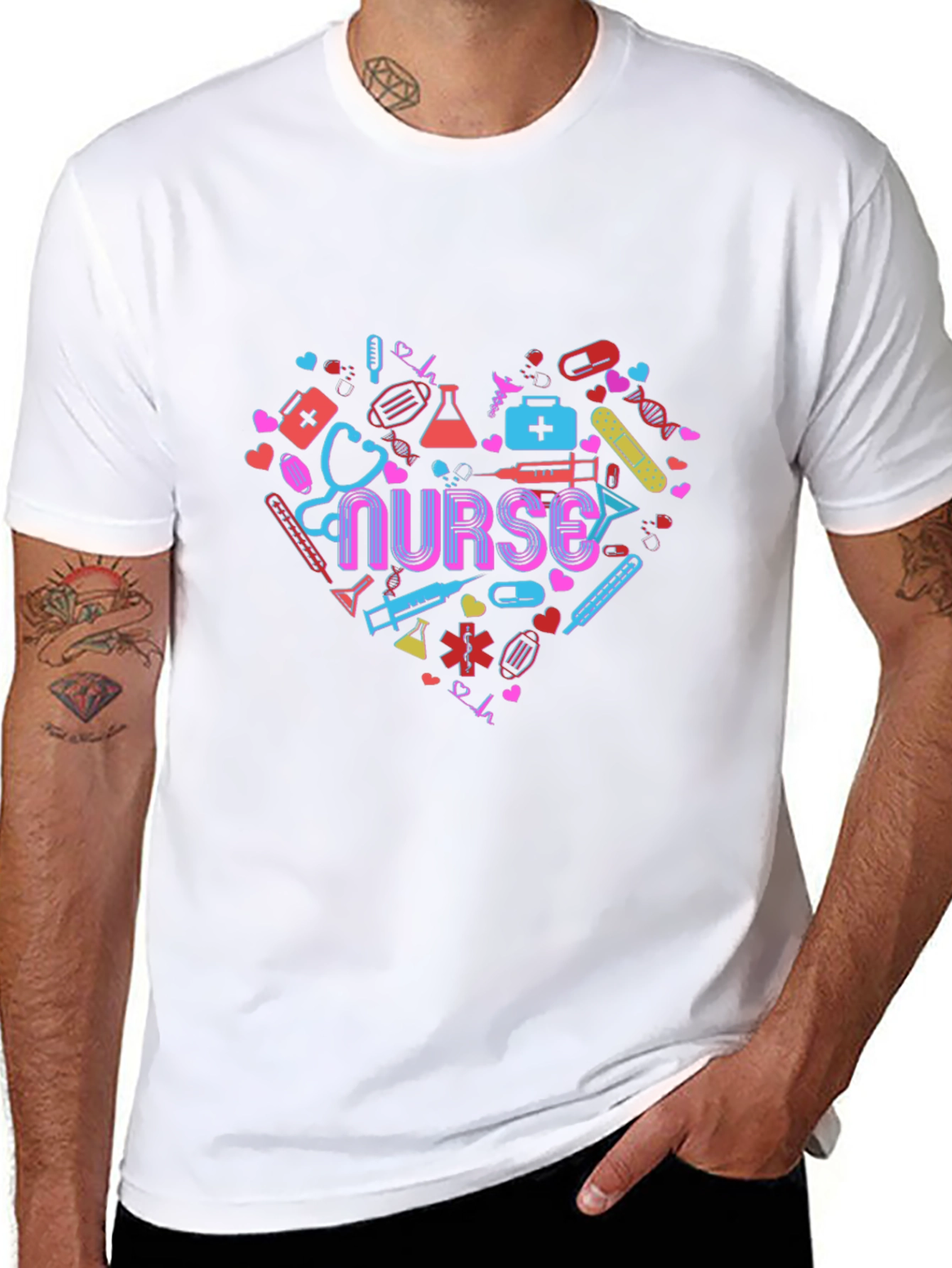 Heart Nurse Graphic Tee Black T-Shirt Healthcare Apparel