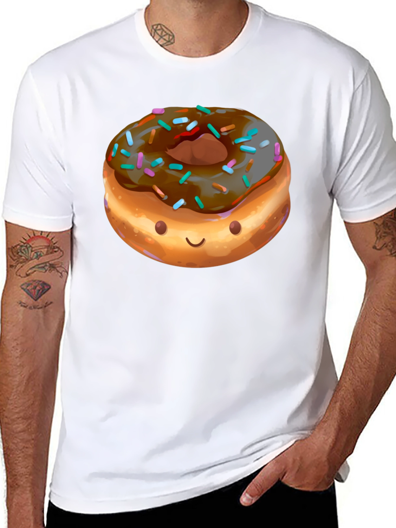 Funny Donut Graphic Black T-Shirt