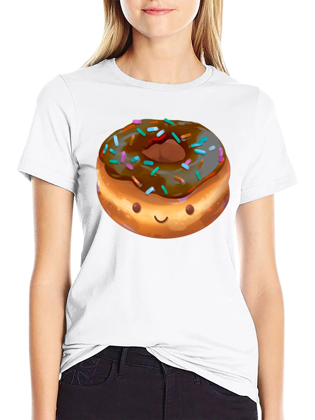 Funny Donut Graphic Black T-Shirt