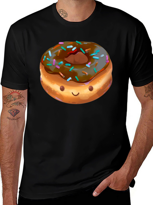 Funny Donut Graphic Black T-Shirt