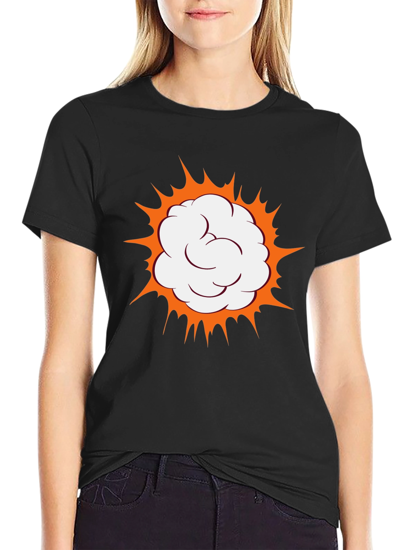 Comic Cloud Burst Graphic Black T-Shirt