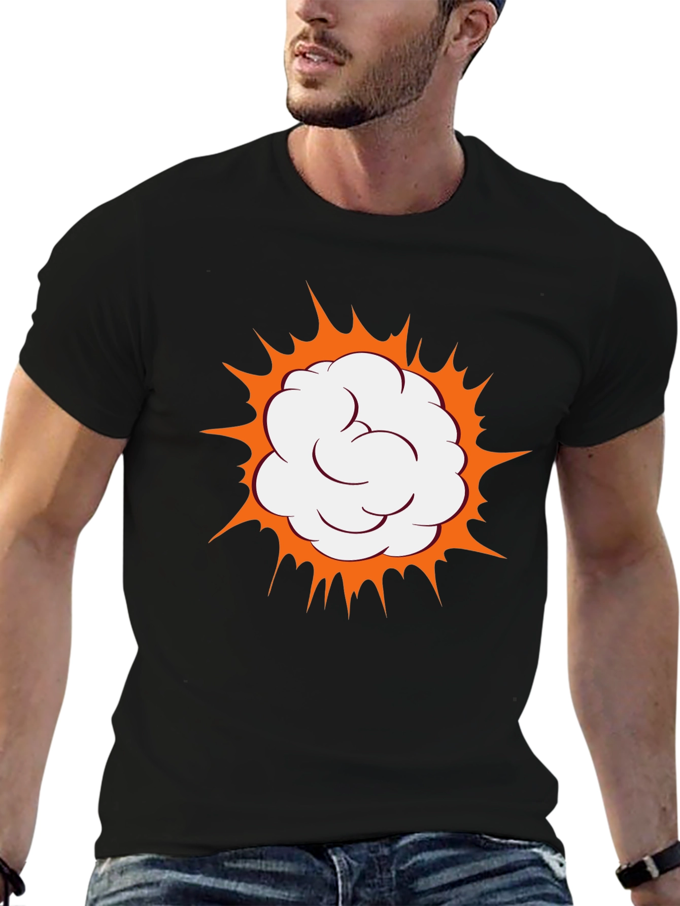 Comic Cloud Burst Graphic Black T-Shirt