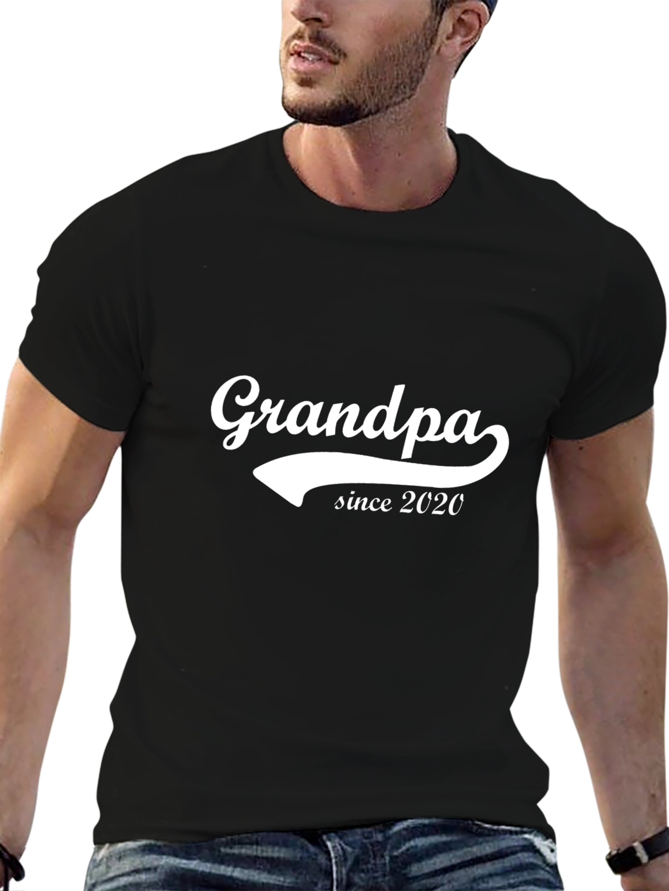 Grandpa Since 2020 Black T-Shirt