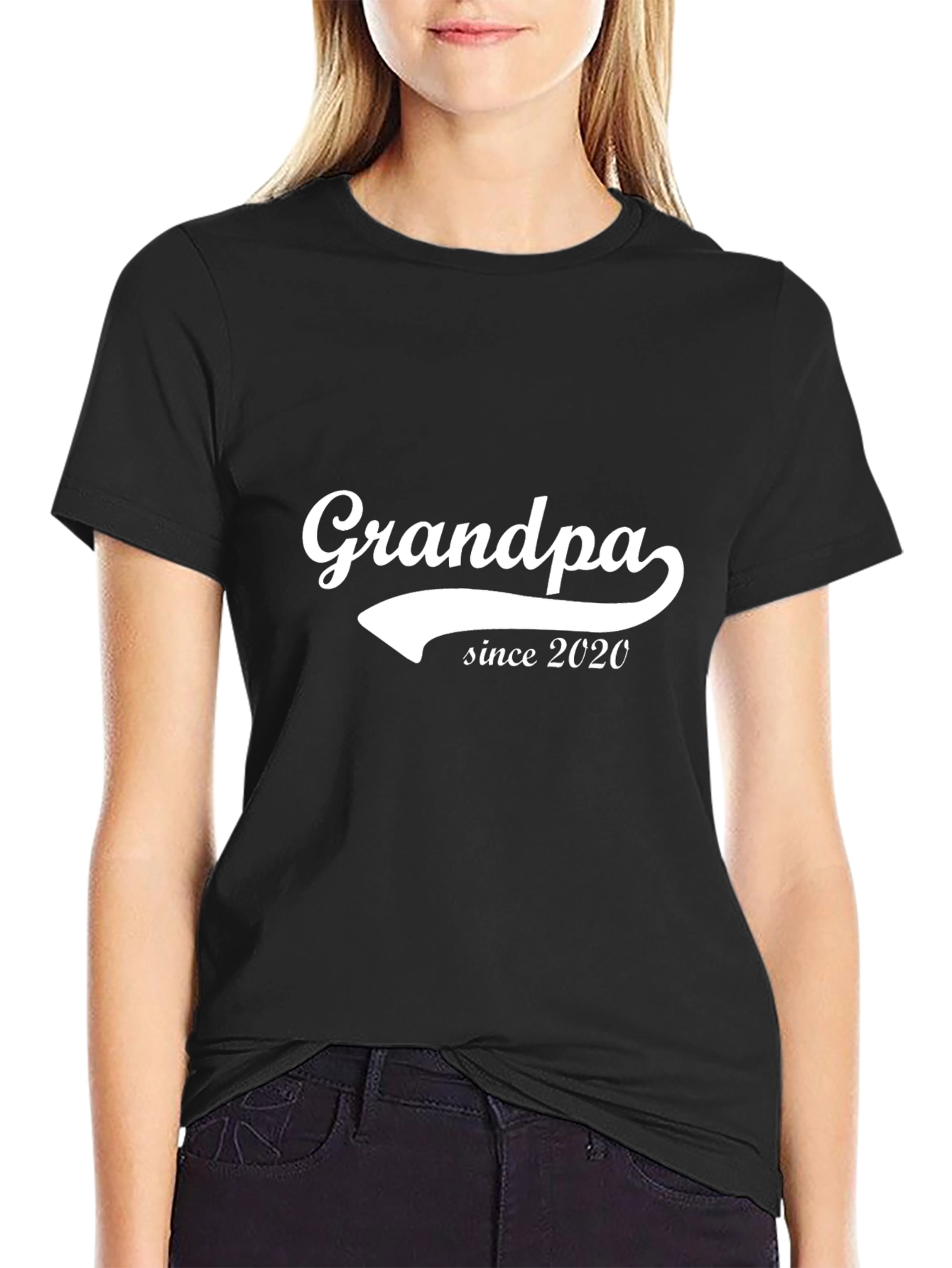 Grandpa Since 2020 Black T-Shirt