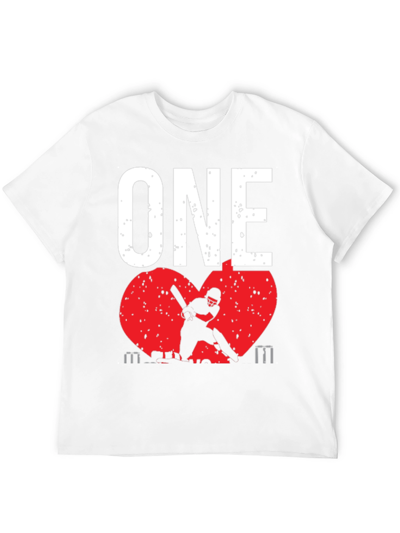 ONE Cricket Fan T-Shirt - Red Heart Design