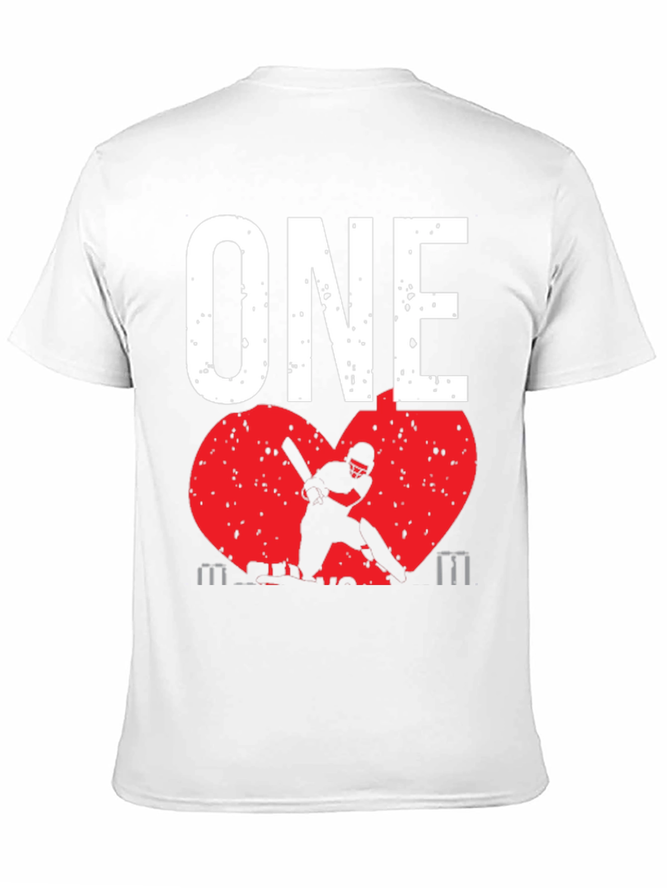 ONE Cricket Fan T-Shirt - Red Heart Design