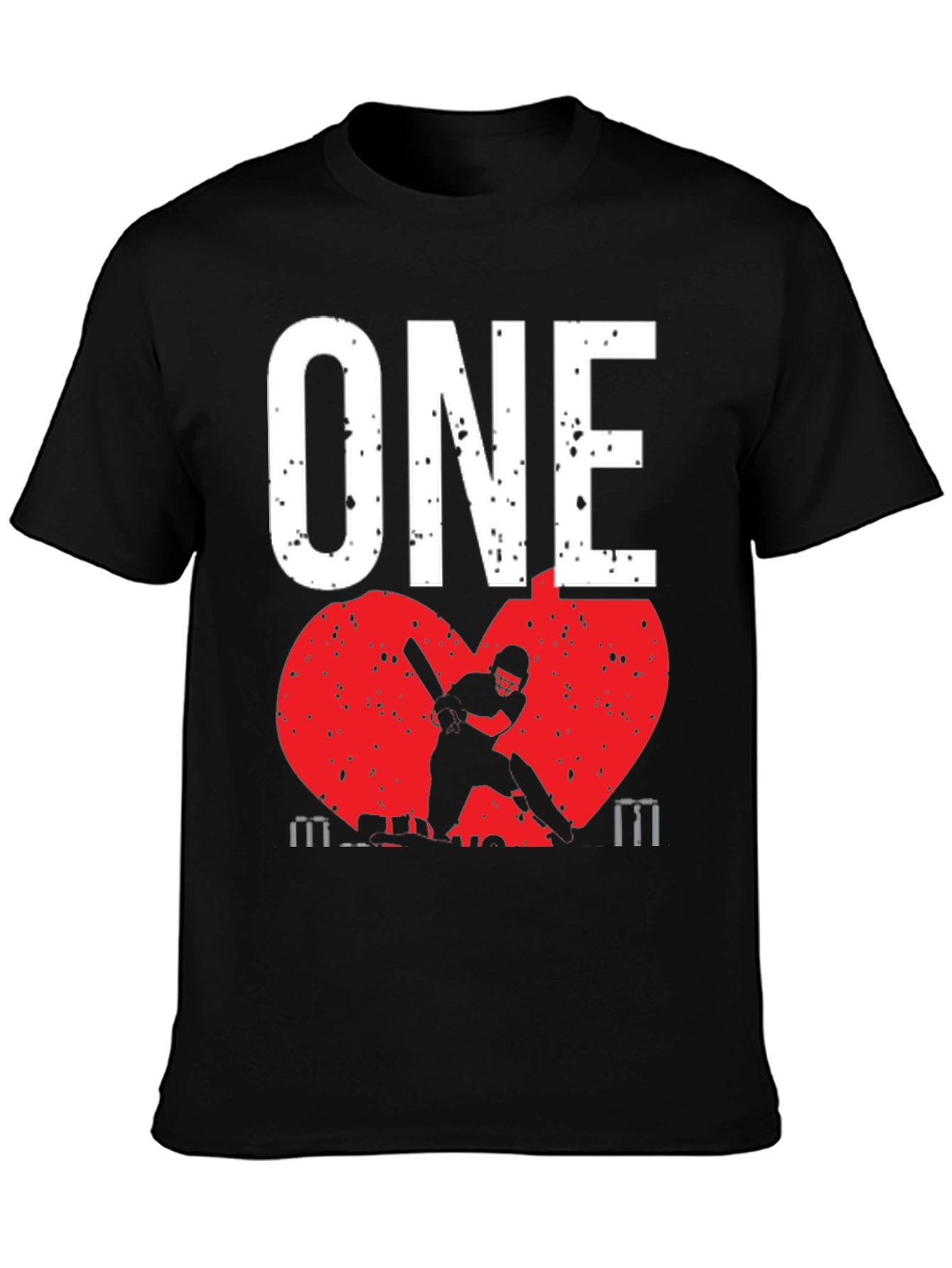 ONE Cricket Fan T-Shirt - Red Heart Design