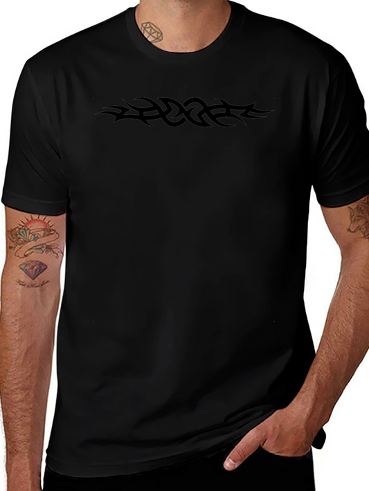 Tribal Tattoo T-Shirt - Black Crew Neck