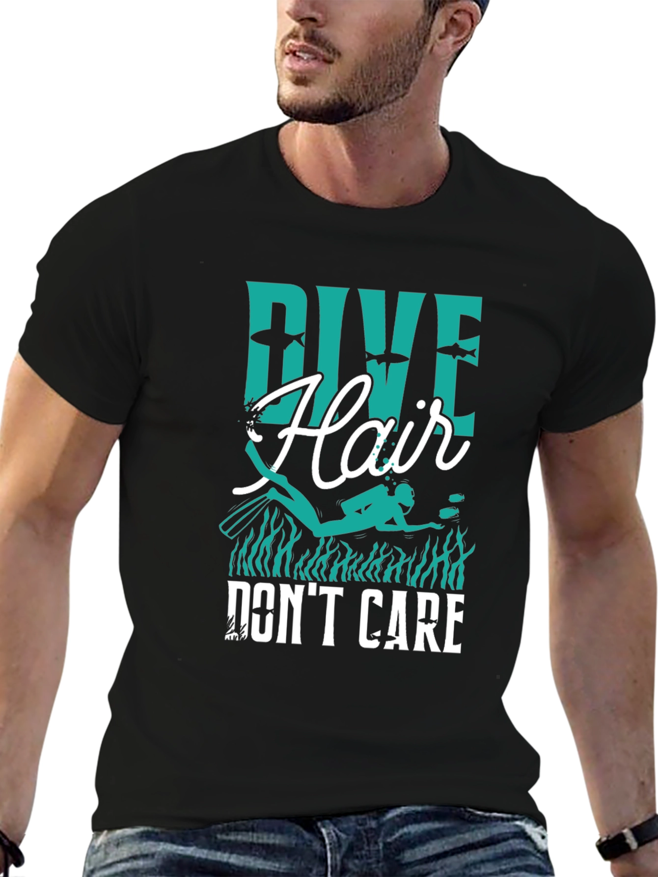 Dive Hair Dont Care Black T-Shirt