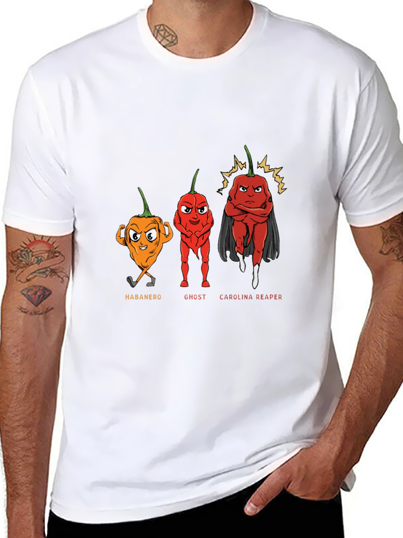 Spicy Pepper Cartoon Graphic T-Shirt