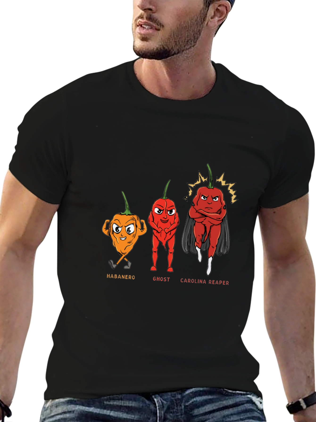 Spicy Pepper Cartoon Graphic T-Shirt