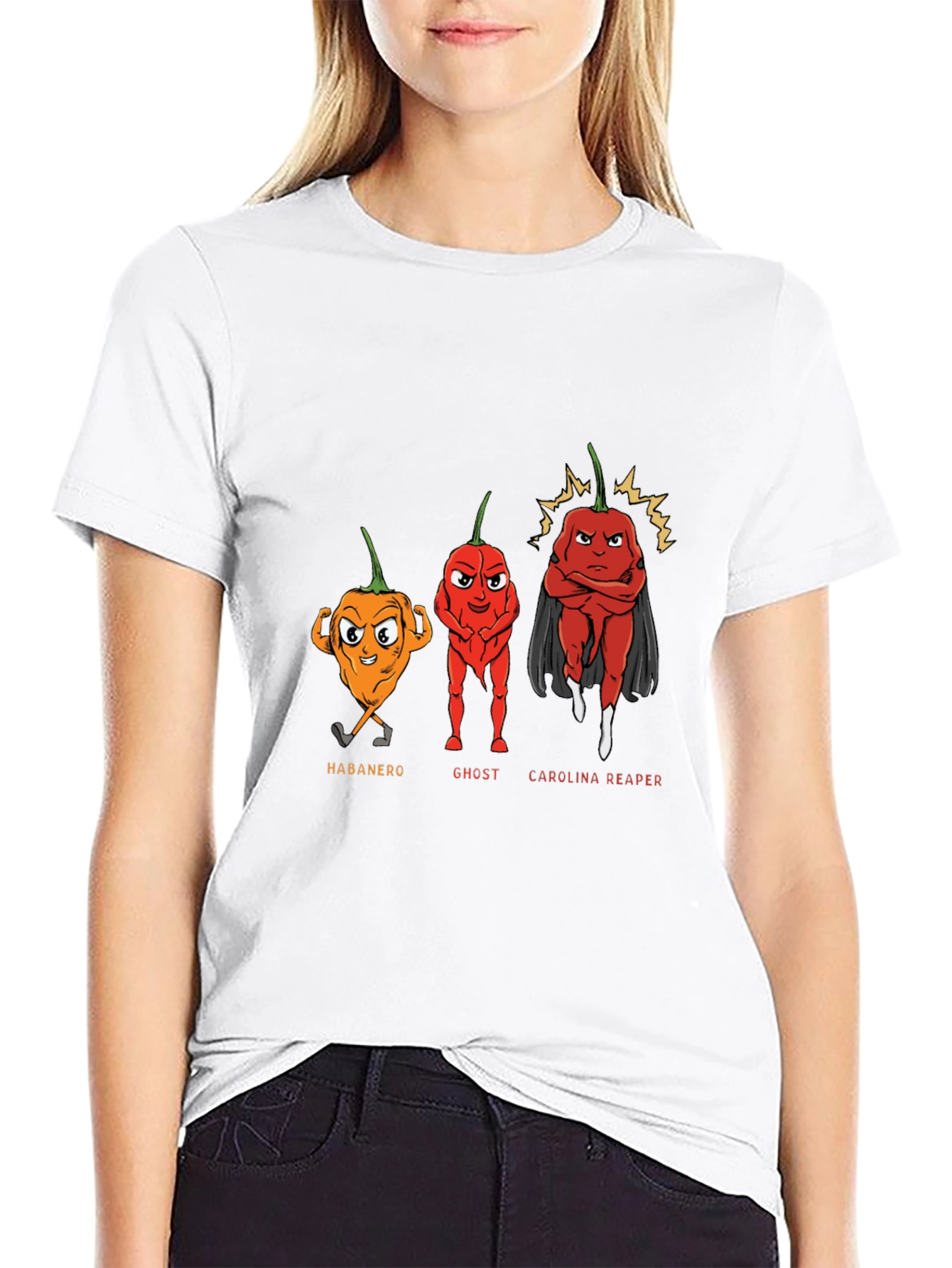 Spicy Pepper Cartoon Graphic T-Shirt