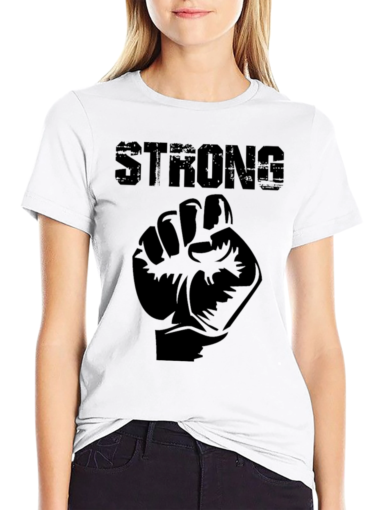 Strong Fist Graphic Print Mens Black T-Shirt