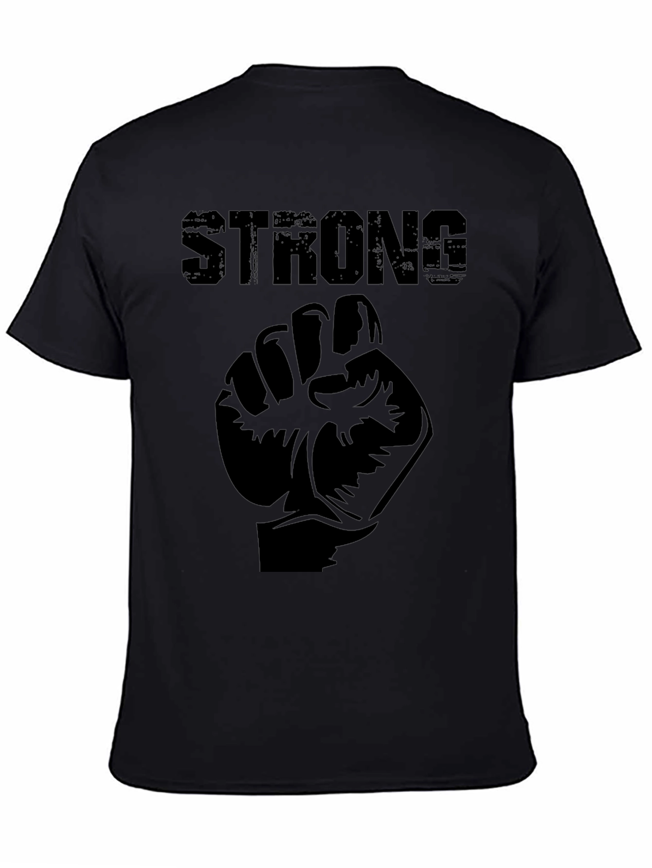 Strong Fist Graphic Print Mens Black T-Shirt